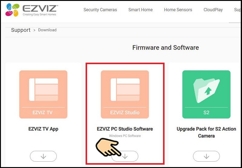 Chọn EZVIZ PC Studio Software để tải về