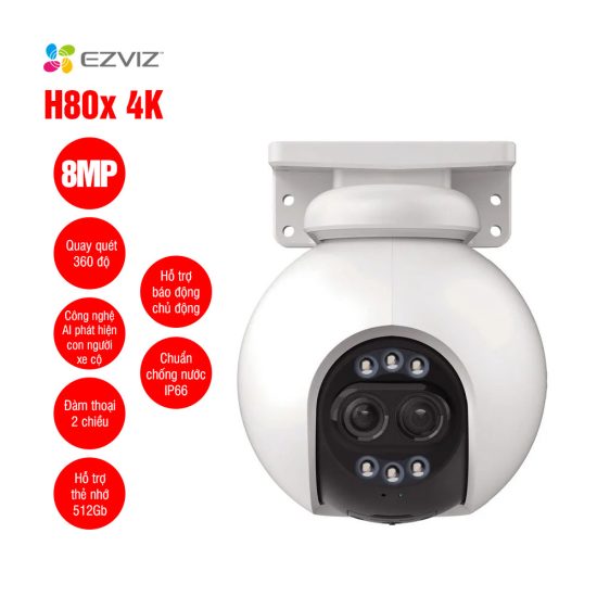 Camera ngoài trời ống kính kép H80x Dual 4K