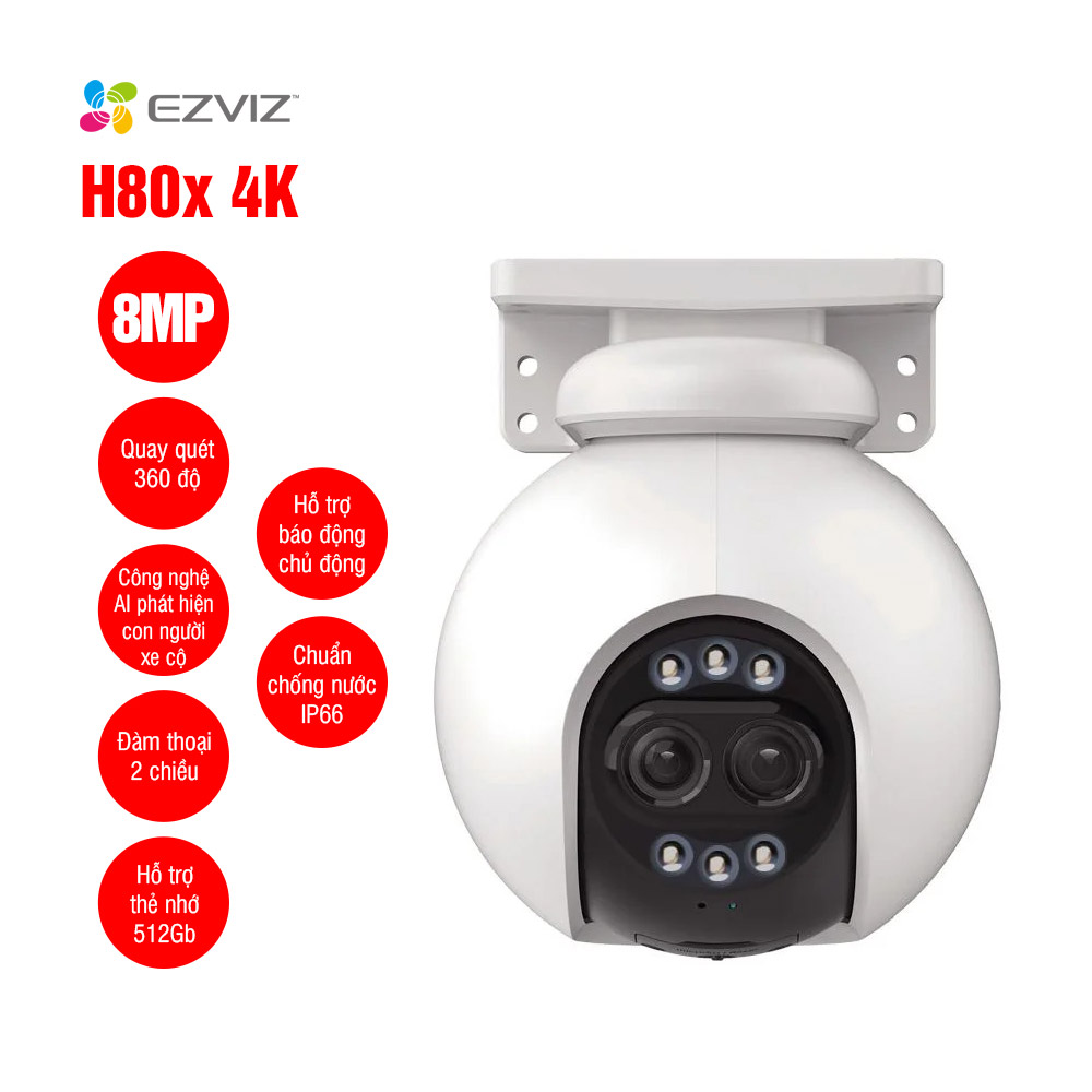 Camera ngoài trời ống kính kép H80x Dual 4K